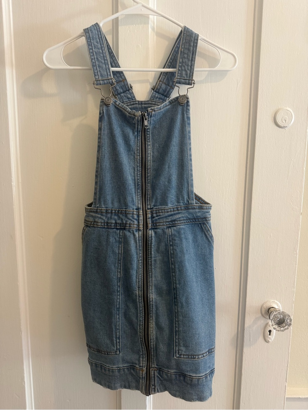 Denim Zip-Front Overall Dress